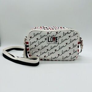 BRIGHTON CROSSBODY LOVE SCROLL BAG RED, WHITE AND BLACK NWOT
